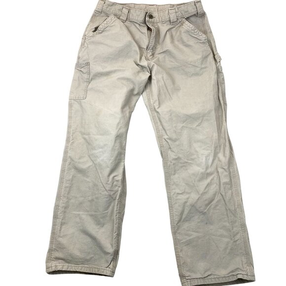 Carhartt Men Pants 36x32 Straight Leg B151Tan Loose Fit Dungaree Workwear Casual - Picture 1 of 8